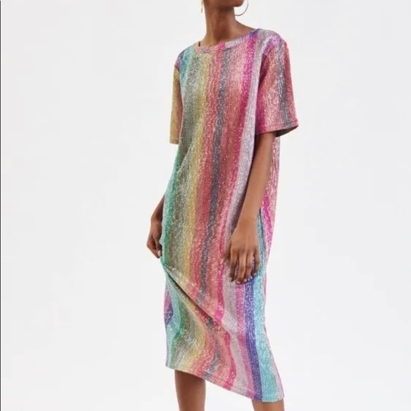 Zara Dresses & Skirts - Zara Dress Sequins Rainbow Dress